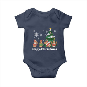 Christmas Capybara Baby Onesie Funny Capy Xmas Gift Idea TS12 Navy Print Your Wear