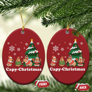 Xmas Capybara Christmas Ornament Funny Capy Xmas Gift Idea TS12 Oval Red Print Your Wear