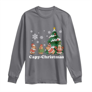Christmas Capybara Long Sleeve Shirt Funny Capy Xmas Gift Idea TS12 Charcoal Print Your Wear