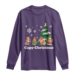 Christmas Capybara Long Sleeve Shirt Funny Capy Xmas Gift Idea TS12 Purple Print Your Wear