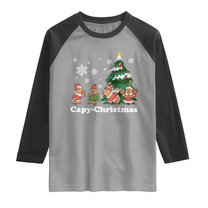 Christmas Capybara Raglan Shirt Funny Capy Xmas Gift Idea TS12 Sport Gray Black Print Your Wear