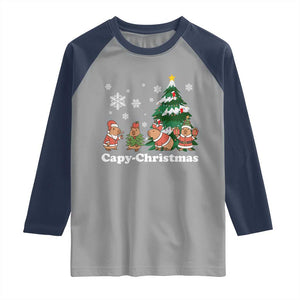Christmas Capybara Raglan Shirt Funny Capy Xmas Gift Idea TS12 Sport Gray Navy Print Your Wear