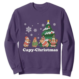 Christmas Capybara Sweatshirt Funny Capy Xmas Gift Idea TS12 Purple Print Your Wear