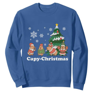 Christmas Capybara Sweatshirt Funny Capy Xmas Gift Idea TS12 Royal Blue Print Your Wear
