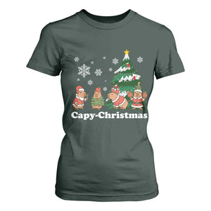 Christmas Capybara T Shirt For Women Funny Capy Xmas Gift Idea TS12 Dark Forest Green Print Your Wear
