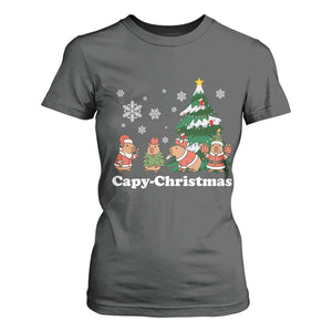 Christmas Capybara T Shirt For Women Funny Capy Xmas Gift Idea TS12 Dark Heather Print Your Wear