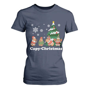 Christmas Capybara T Shirt For Women Funny Capy Xmas Gift Idea TS12 Navy Print Your Wear