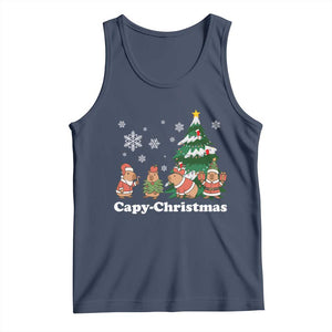 Christmas Capybara Tank Top Funny Capy Xmas Gift Idea TS12 Navy Print Your Wear