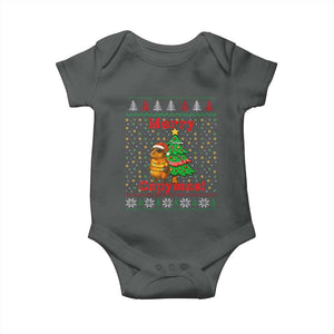 Funny Merry Capymas Baby Onesie Capybara Christmas Party TS12 Dark Heather Print Your Wear