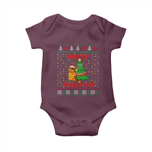 Funny Merry Capymas Baby Onesie Capybara Christmas Party TS12 Maroon Print Your Wear