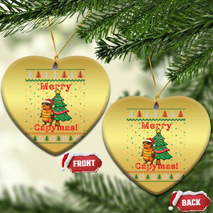Funny Merry Capymas Christmas Ornament Capybara Xmas Party TS12 Heart Gold Print Your Wear
