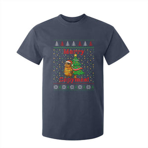 Funny Merry Capymas T Shirt For Kid Capybara Christmas Party TS12 Navy Print Your Wear