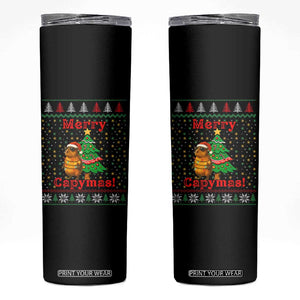 Funny Merry Capymas Skinny Tumbler Capybara Christmas Party TS12 Black Print Your Wear