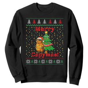 Funny Merry Capymas Sweatshirt Capybara Christmas Party TS12 Black Print Your Wear
