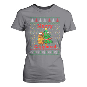 Funny Merry Capymas T Shirt For Women Capybara Christmas Party TS12 Charcoal Print Your Wear