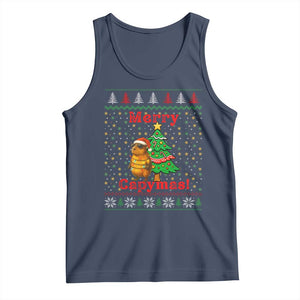 Funny Merry Capymas Tank Top Capybara Christmas Party TS12 Navy Print Your Wear