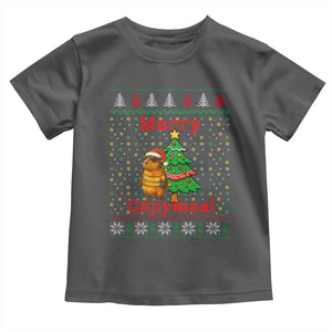 Funny Merry Capymas Toddler T Shirt Capybara Christmas Party TS12 Dark Heather Print Your Wear
