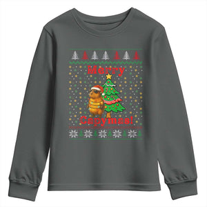 Funny Merry Capymas Youth Sweatshirt Capybara Christmas Party TS12 Dark Heather Print Your Wear