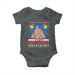 Capybara Christmas Tree Baby Onesie Funny Capy Holidays Gift TS12 Dark Heather Print Your Wear