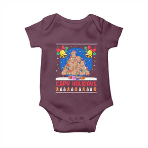 Capybara Christmas Tree Baby Onesie Funny Capy Holidays Gift TS12 Maroon Print Your Wear