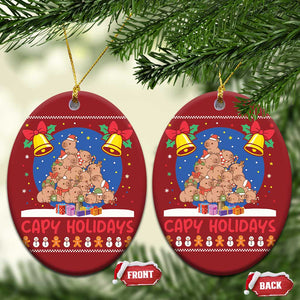 Capybara Xmas Tree Christmas Ornament Funny Capy Holidays Gift TS12 Oval Red Print Your Wear