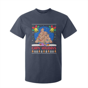 Capybara Christmas Tree T Shirt For Kid Funny Capy Holidays Gift TS12 Navy Print Your Wear