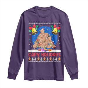 Capybara Christmas Tree Long Sleeve Shirt Funny Capy Holidays Gift TS12 Purple Print Your Wear
