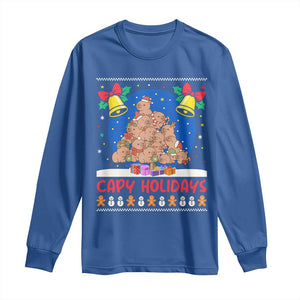 Capybara Christmas Tree Long Sleeve Shirt Funny Capy Holidays Gift TS12 Royal Blue Print Your Wear