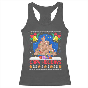 Capybara Christmas Tree Racerback Tank Top Funny Capy Holidays Gift TS12 Dark Heather Print Your Wear