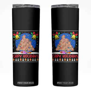 Capybara Christmas Tree Skinny Tumbler Funny Capy Holidays Gift TS12 Black Print Your Wear