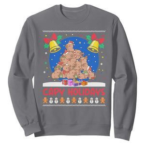 Capybara Christmas Tree Sweatshirt Funny Capy Holidays Gift TS12 Charcoal Print Your Wear