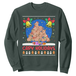Capybara Christmas Tree Sweatshirt Funny Capy Holidays Gift TS12 Dark Forest Green Print Your Wear