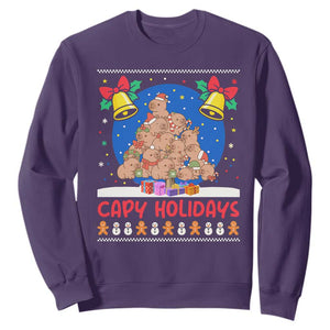 Capybara Christmas Tree Sweatshirt Funny Capy Holidays Gift TS12 Purple Print Your Wear