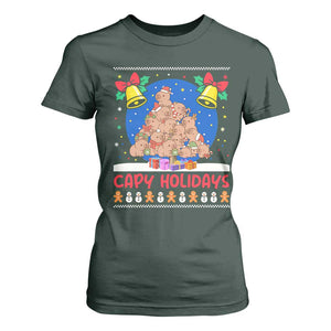 Capybara Christmas Tree T Shirt For Women Funny Capy Holidays Gift TS12 Dark Forest Green Print Your Wear