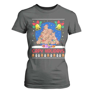 Capybara Christmas Tree T Shirt For Women Funny Capy Holidays Gift TS12 Dark Heather Print Your Wear