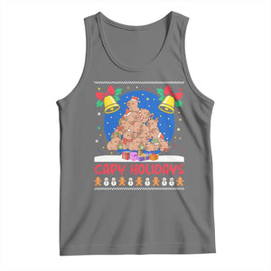 Capybara Christmas Tree Tank Top Funny Capy Holidays Gift TS12 Black Heather Print Your Wear