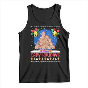 Capybara Christmas Tree Tank Top Funny Capy Holidays Gift TS12 Black Print Your Wear