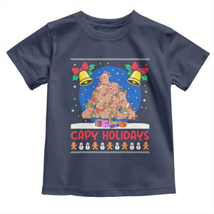 Capybara Christmas Tree Toddler T Shirt Funny Capy Holidays Gift TS12 Navy Print Your Wear