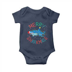 Christmas Shark Baby Onesie Funny Merry Sharkmas Xmas Gift TS12 Navy Print Your Wear