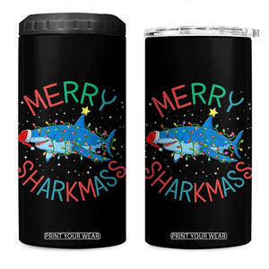 Christmas Shark 4 in 1 Can Cooler Tumbler Funny Merry Sharkmas Xmas Gift TS12 One Size: 16 oz Black Print Your Wear