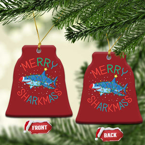 Xmas Shark Christmas Ornament Funny Merry Sharkmas Xmas Gift TS12 Bell Flake Red Print Your Wear