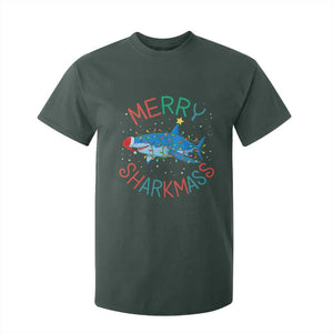 Christmas Shark T Shirt For Kid Funny Merry Sharkmas Xmas Gift TS12 Dark Forest Green Print Your Wear