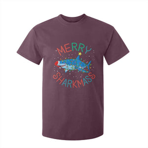 Christmas Shark T Shirt For Kid Funny Merry Sharkmas Xmas Gift TS12 Maroon Print Your Wear