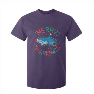 Christmas Shark T Shirt For Kid Funny Merry Sharkmas Xmas Gift TS12 Purple Print Your Wear