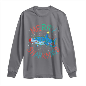 Christmas Shark Long Sleeve Shirt Funny Merry Sharkmas Xmas Gift TS12 Charcoal Print Your Wear