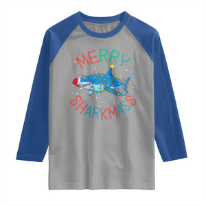 Christmas Shark Raglan Shirt Funny Merry Sharkmas Xmas Gift TS12 Sport Gray Royal Print Your Wear