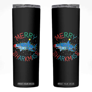 Christmas Shark Skinny Tumbler Funny Merry Sharkmas Xmas Gift TS12 Black Print Your Wear