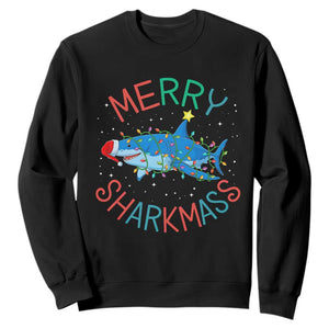 Christmas Shark Sweatshirt Funny Merry Sharkmas Xmas Gift TS12 Black Print Your Wear