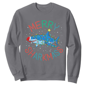 Christmas Shark Sweatshirt Funny Merry Sharkmas Xmas Gift TS12 Charcoal Print Your Wear