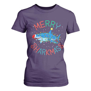 Christmas Shark T Shirt For Women Funny Merry Sharkmas Xmas Gift TS12 Purple Print Your Wear